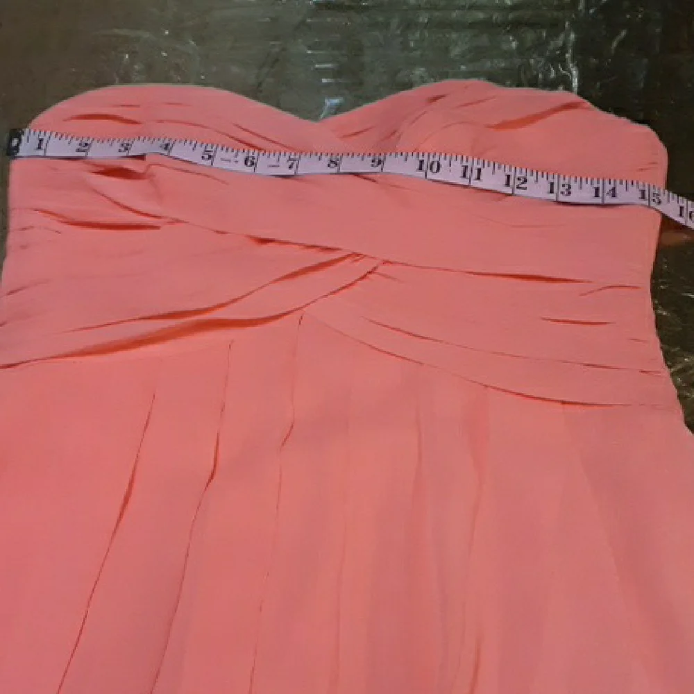 David's Bridal Strapless Coral Dress - Picture 13 of 15